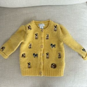 Ralph Lauren Kids Dog Embroidered Yellow Cardigan